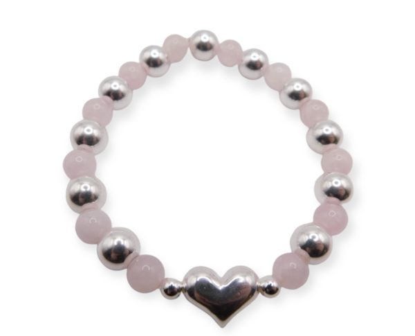 Chunky gemstone and heart bracelet