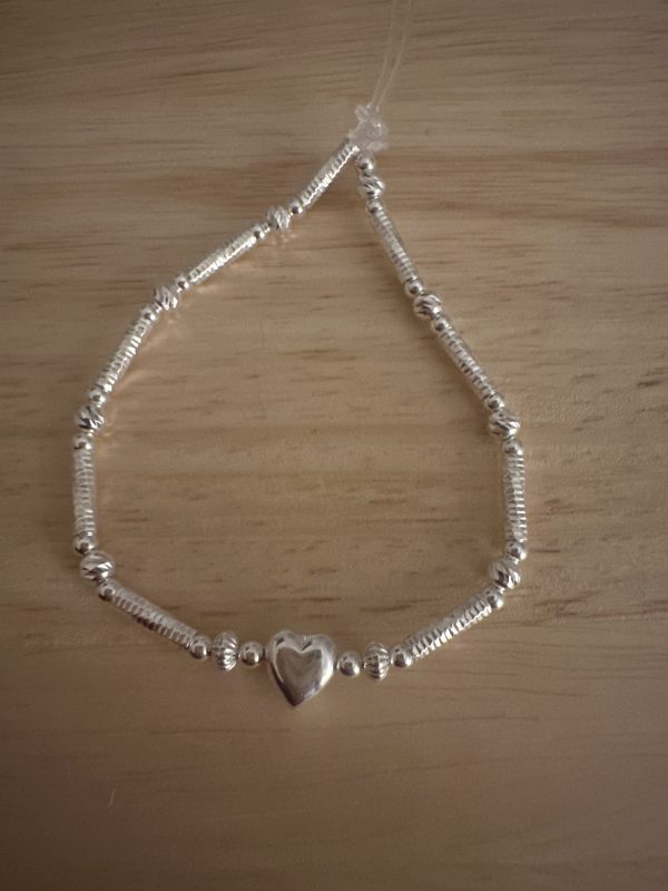 Textured oval heart bracelet