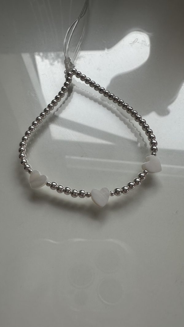3 mother of pearl heart bracelet choose own size