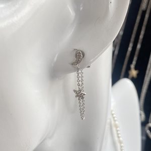 Moon and star drop studs