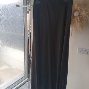 Brown satin midi skirt
