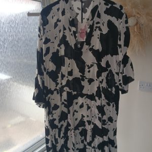 Cow print tiered midi dress