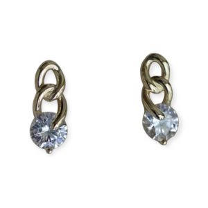Chain cz drop earrings