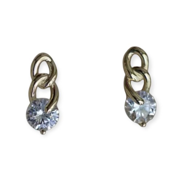 Chain cz drop earrings