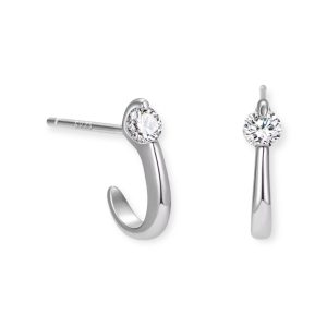CZ stud half hoop