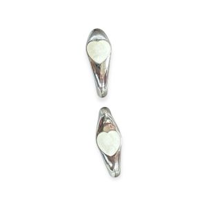 White druzy heart stud hoops