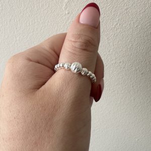 Texture bead ring sterling silver