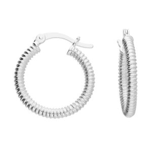 Ribbed hoops sterling silver