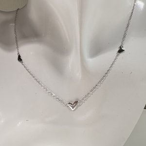 Trio heart necklace 16-18” sterling silver