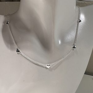 Multi heart necklace 16-18” sterling silver