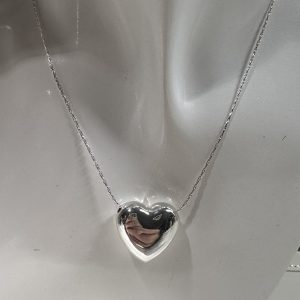 Chunky heart necklace extendable to 29” sterling silver