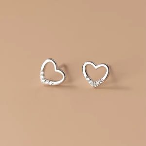 Open heart studs with lower CZs sterling silver