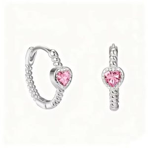 Pink cz heart Huggies