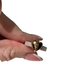 Mixed metal resizeable ring sterling silver