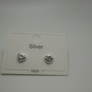 Silver heart with clear cz