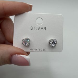Double cz heart studs