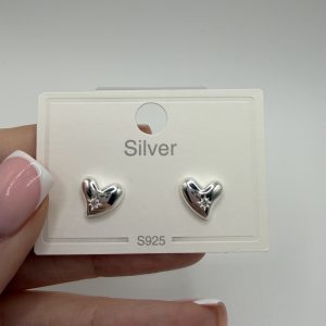 Sterling silver plain hearts with cz
