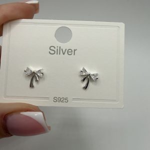 Cz bow studs sterling silver