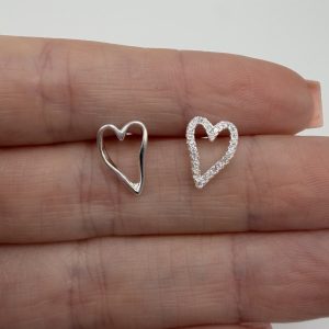 Irregular heart studs sterling silver