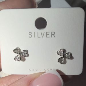 Heart clover sparkle studs