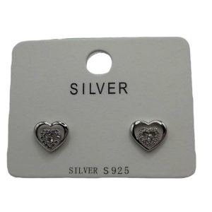 Double heart stud sterling silver